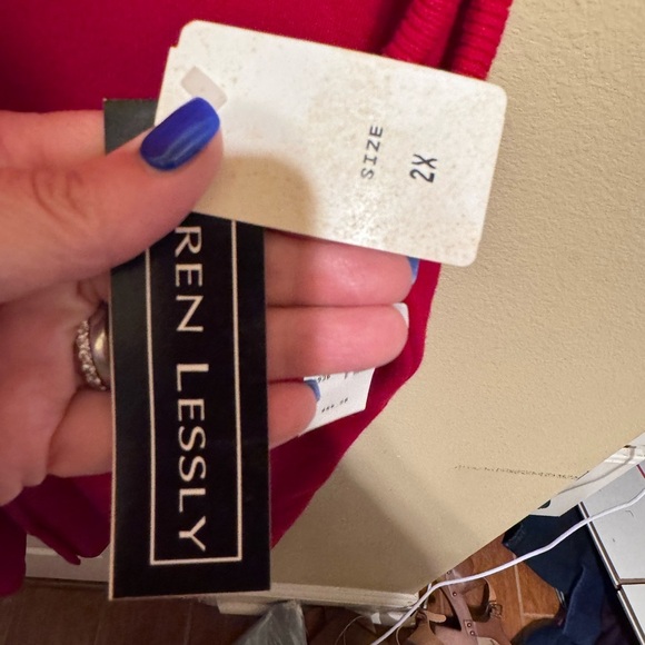 Karen Lessly Vintage Red Sleeveless V-Neck Gold Buttons Sweater Dress Plus Sz 2X - Picture 8 of 14